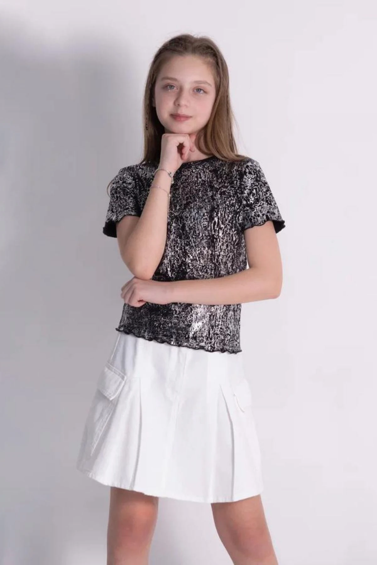 Varak Baskılı Kız Body