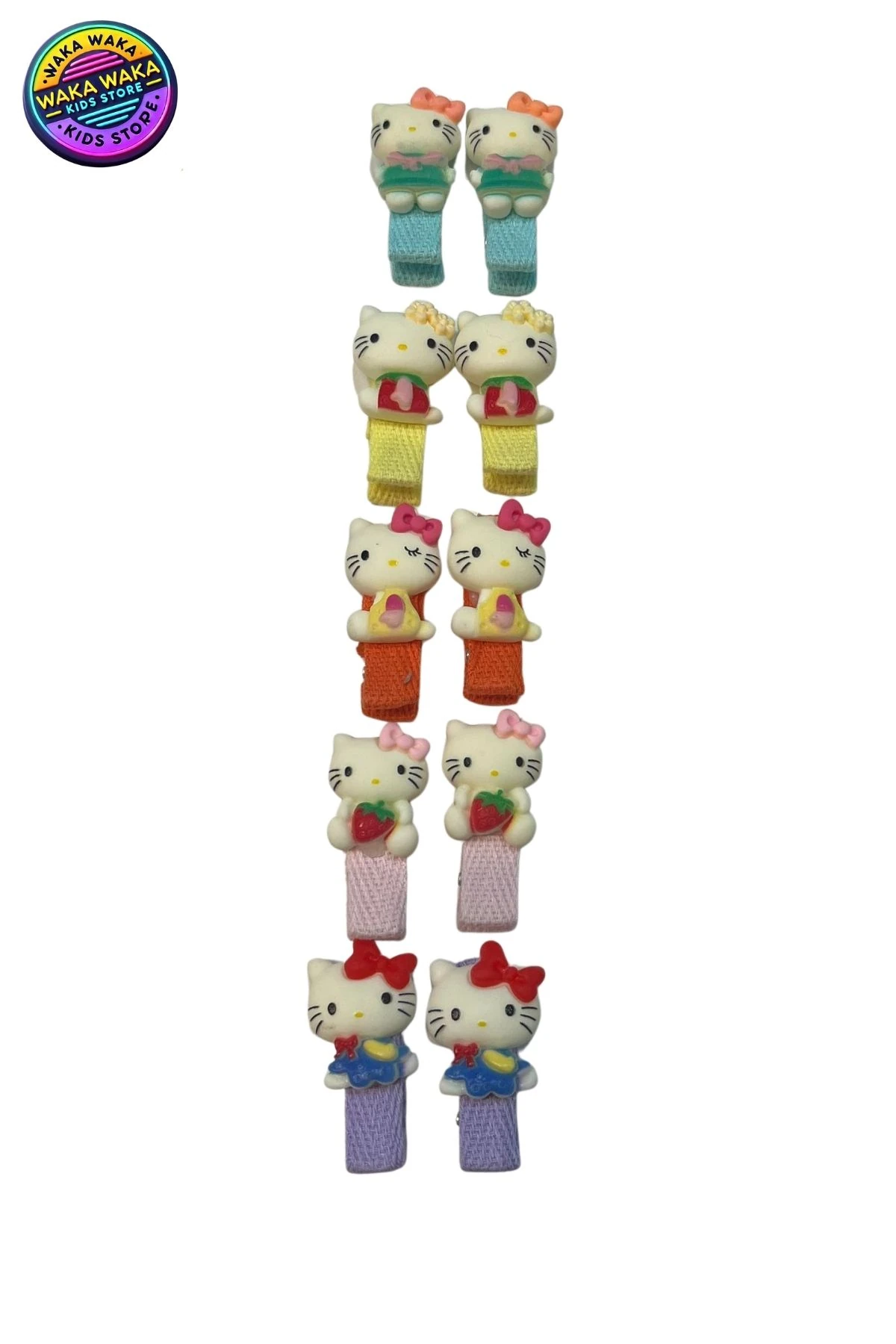 Hello Kitty Desenli Renkli Çocuk Saç Tokası Seti