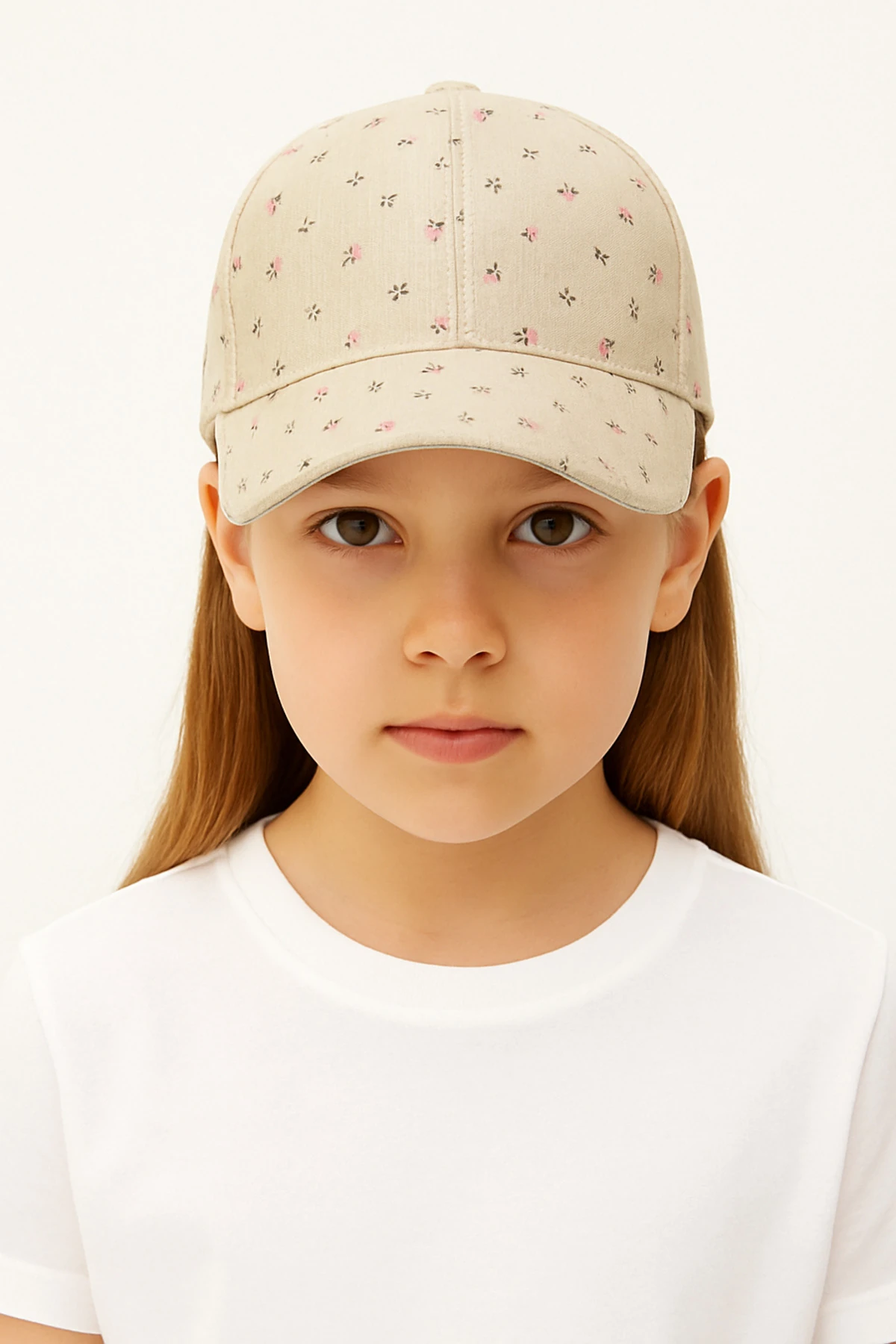 Minik Çiçek Desenli Kız Bebek Şapka