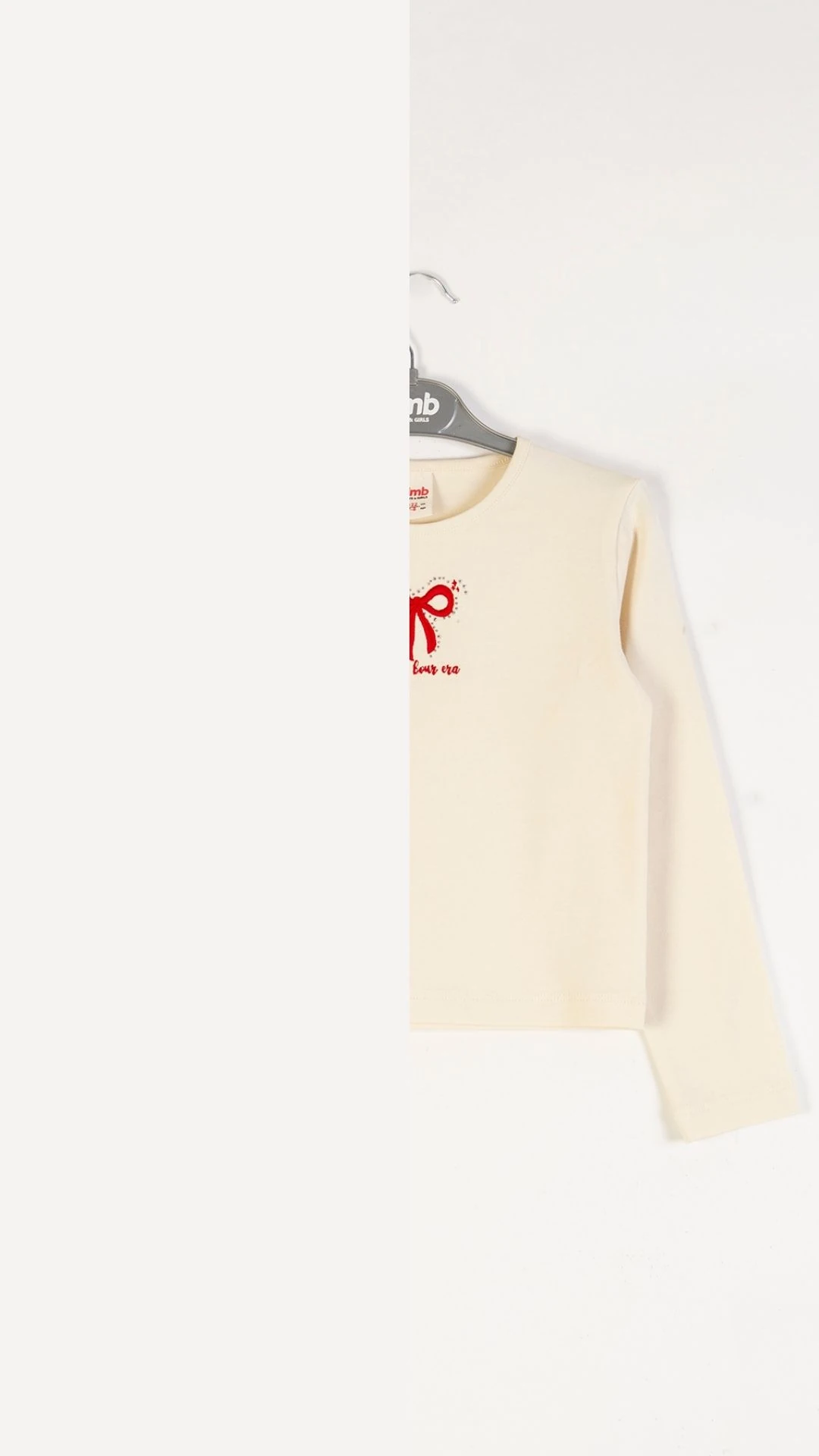 Önü Fiyonk Nakışlı Taş Baskılı Uzun Kollu Kız Çocuk Bady