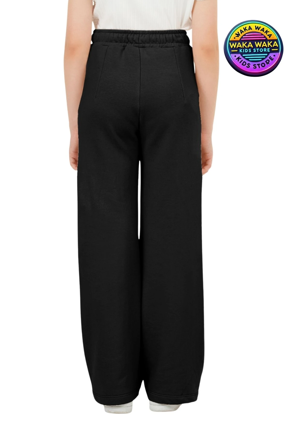 Kız Çocuk Siyah Geniş Paça Eşofman Altı – Rahat Kesim Yumuşak Kumaş