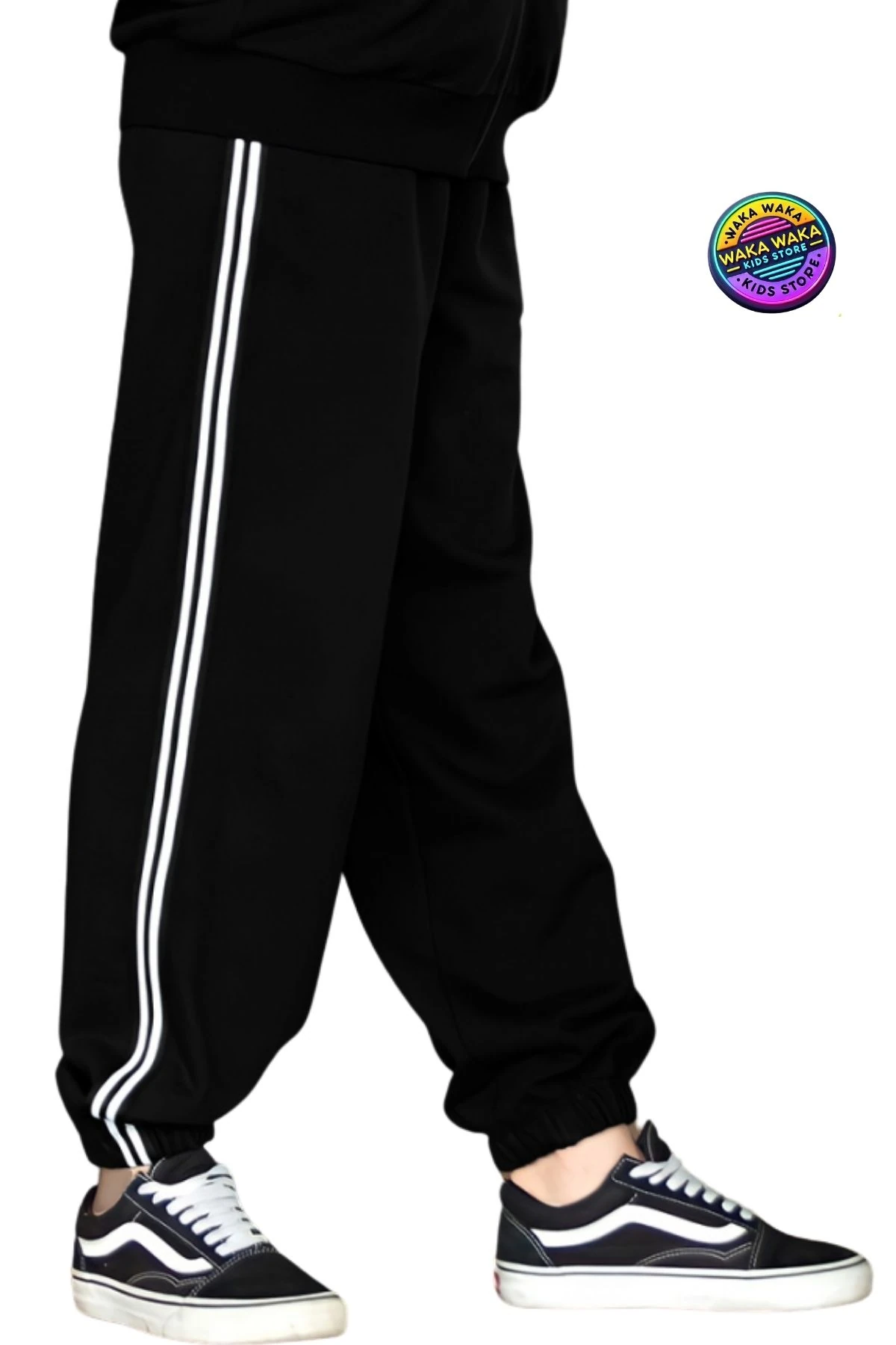 Kız Çocuk Çift Şeritli Eşofman Altı  Rahat Kesim Spor Pantolon