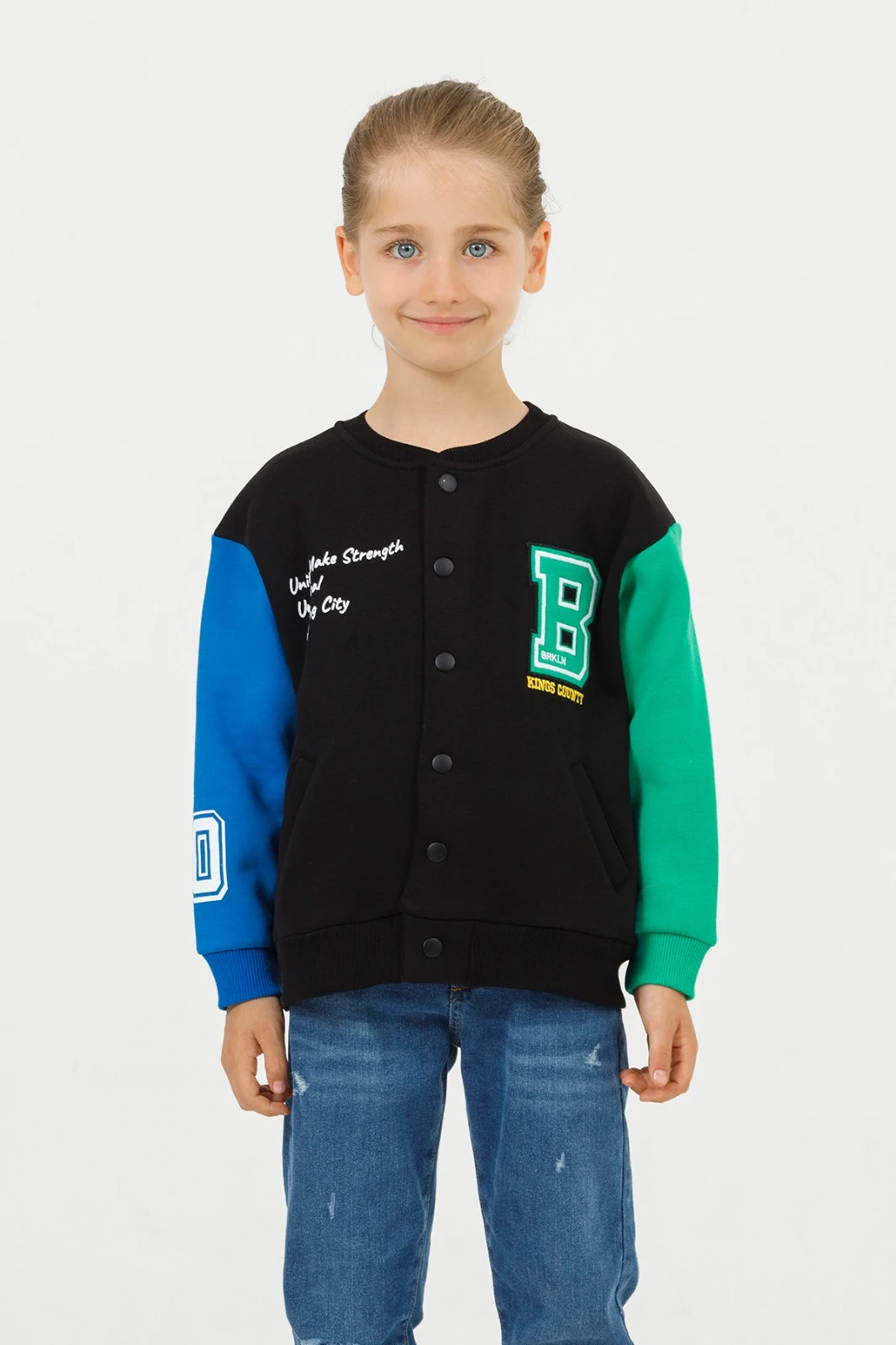 Erkek Çocuk Bisiklet Yaka Önden Düğmeli İçi Şardonlu Cepli Kolej Hırka