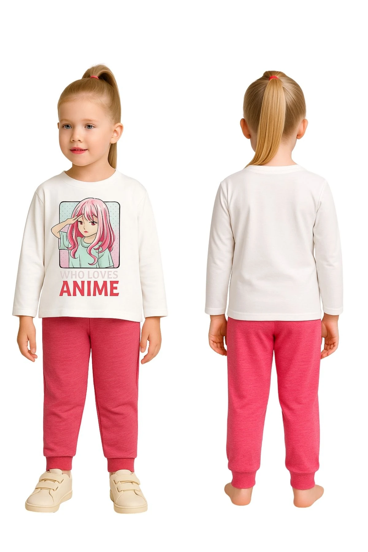 Anime Baskılı Kız Çocuk Pijama Takım
