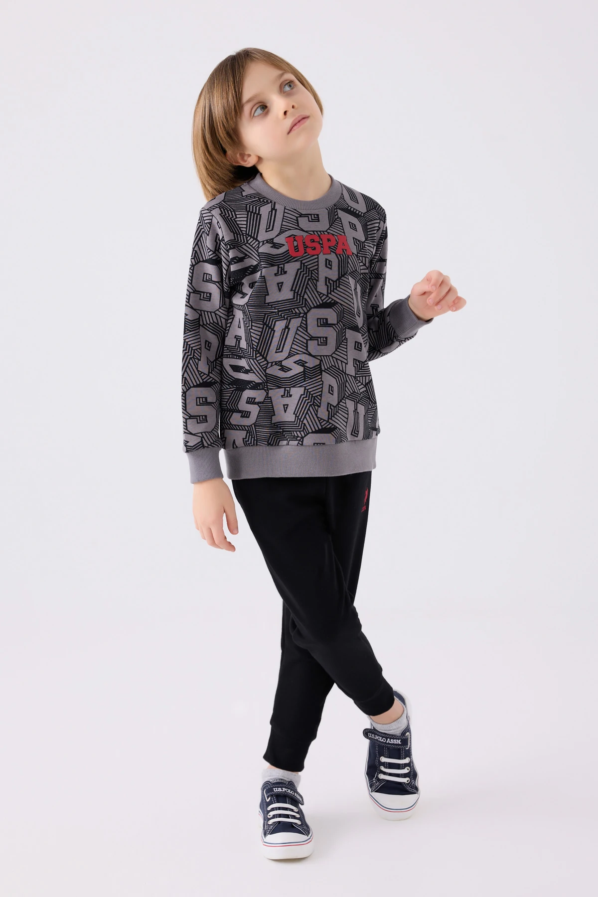 Önü Sırtı Baskılı Bisiklet Yaka Erkek Çocuk Eşofman Takım