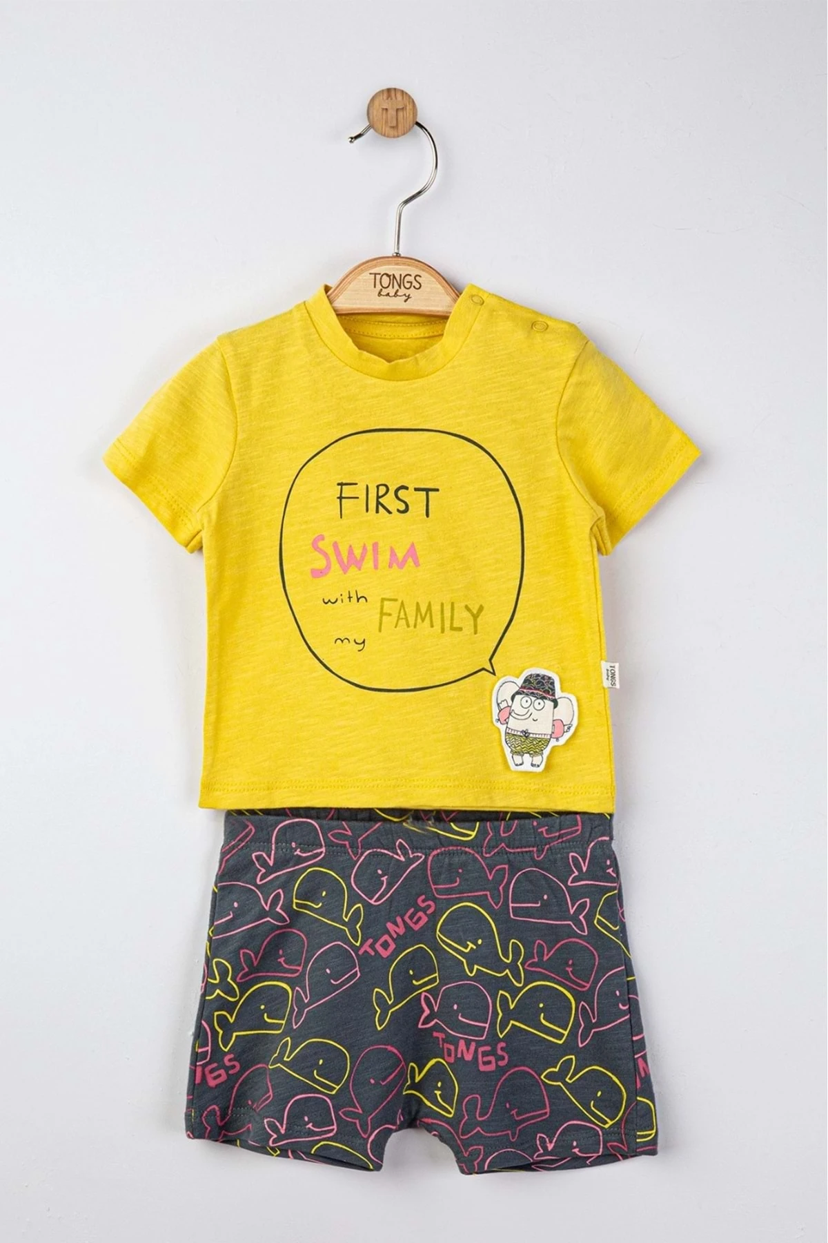 Balina Baskılı Turuncu Bebek Takım (2 PARÇA)