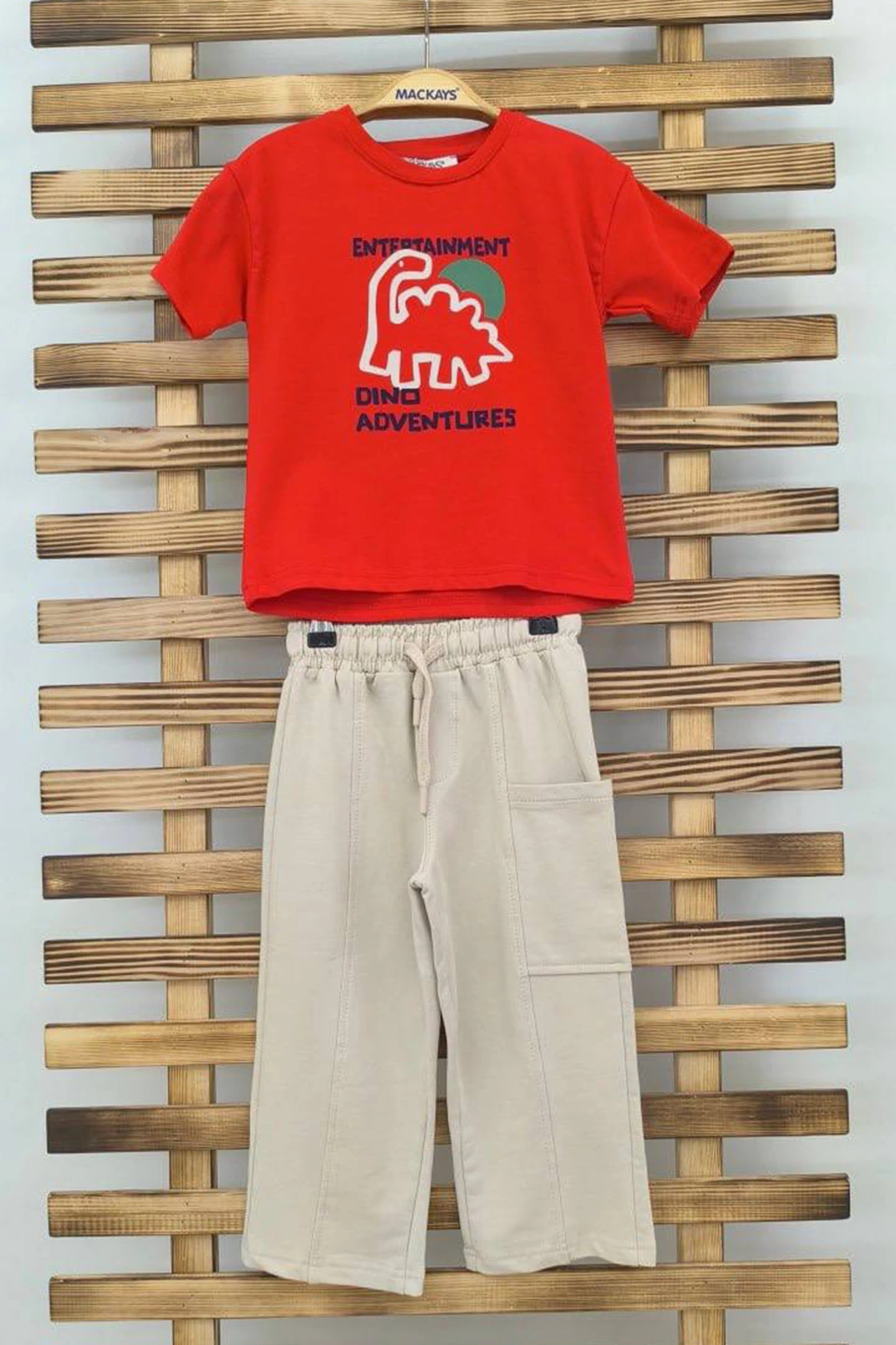 Önü Sırtı Baskılı T-Shirt Pantolonlu Erkek Çocuk 2li Takım