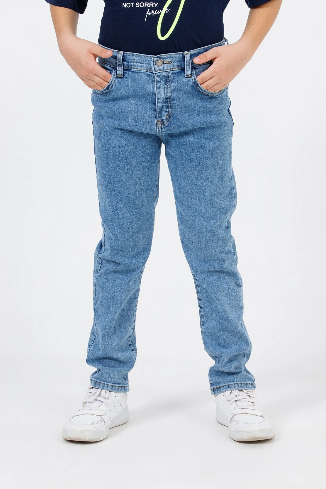 Beli Ayarlanabilir Likralı Boru Paça Erkek Çocuk Kot Pntolon