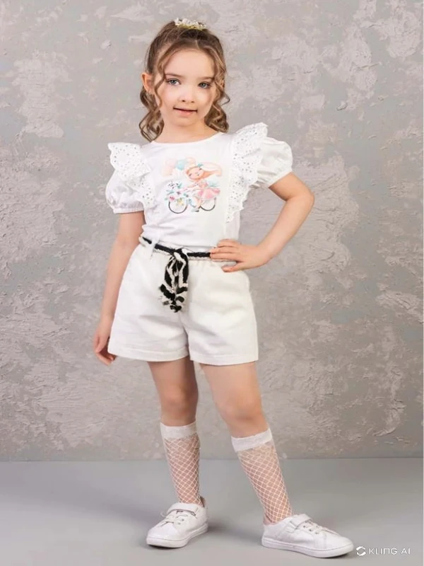 Beyaz Keten Şort Kız/Erkek Çocuk