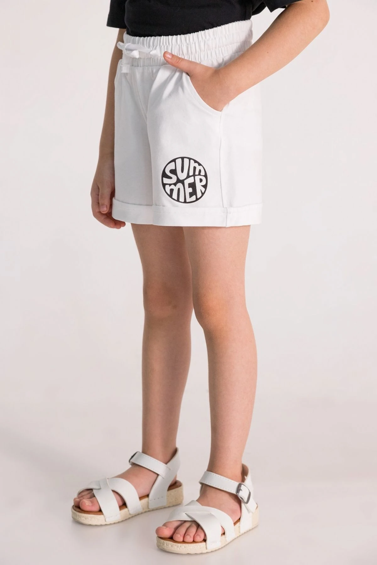 Summer&quot; Baskılı Pembe Kız Çocuk Şort