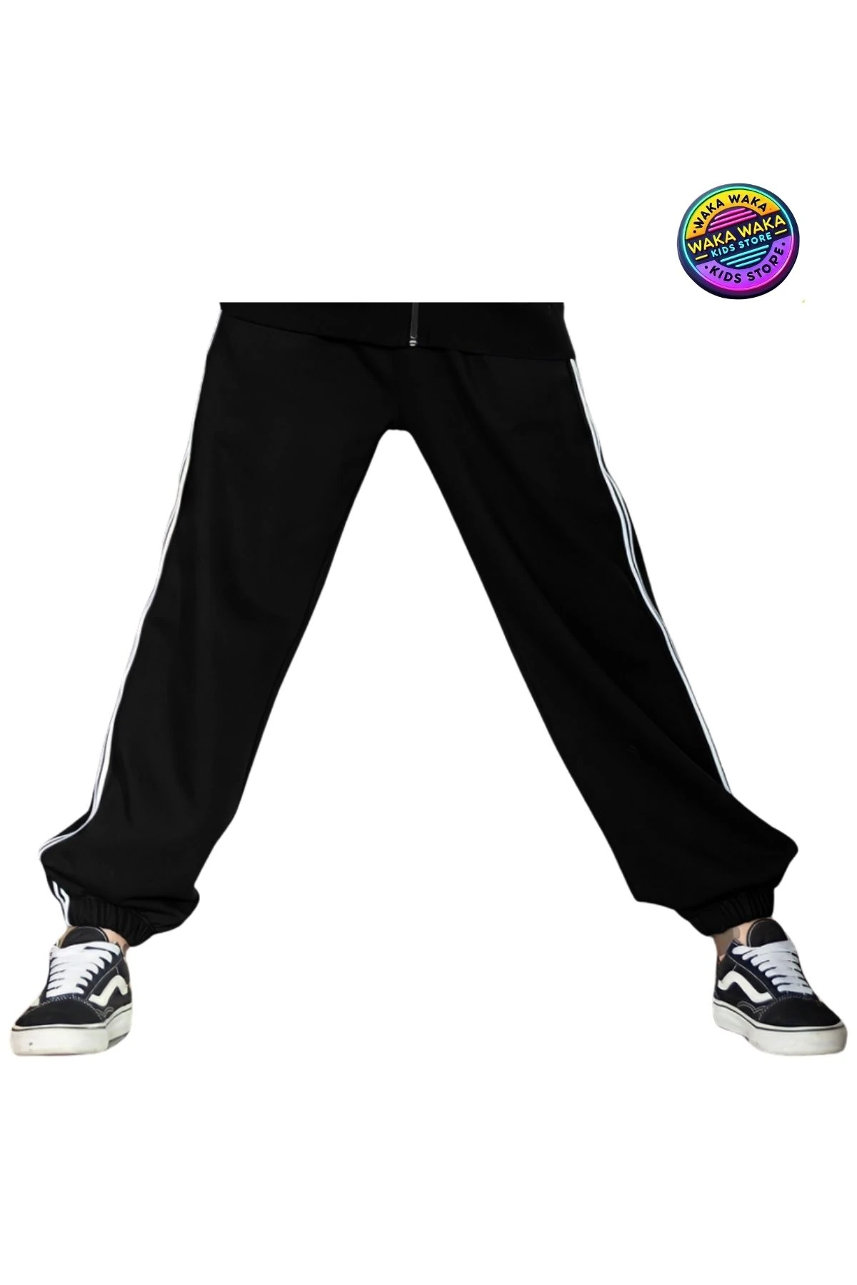 Kız Çocuk Çift Şeritli Eşofman Altı  Rahat Kesim Spor Pantolon