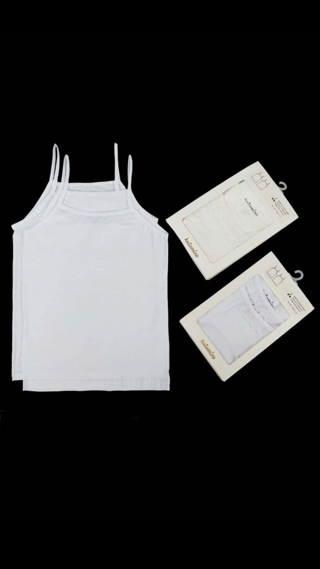 Burnie Kız 2li Dantel  Detaylı  İnce Askılı Atlet