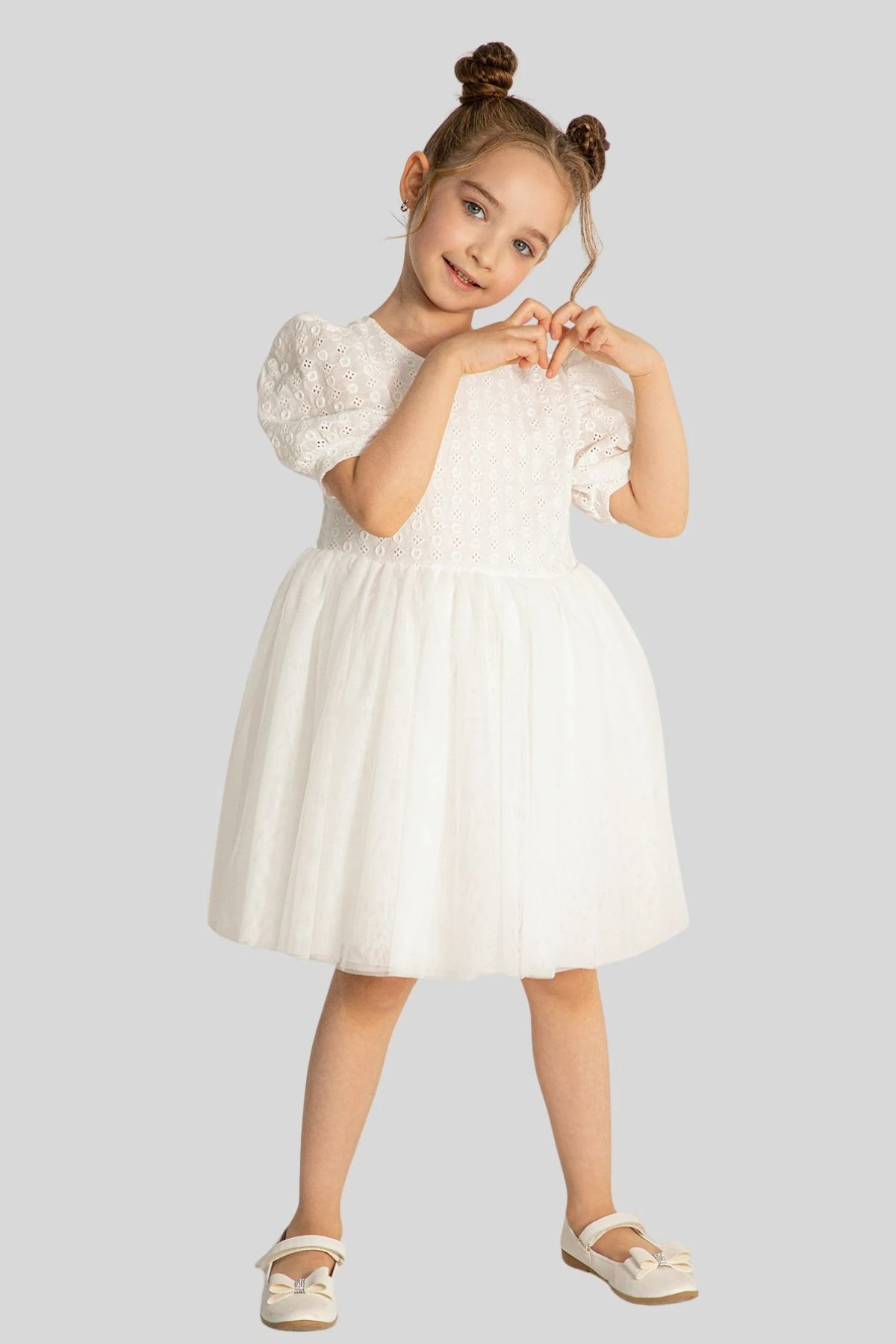 Bisiklet Yaka Fisto Üst Tütü Etekli Kız Elbise