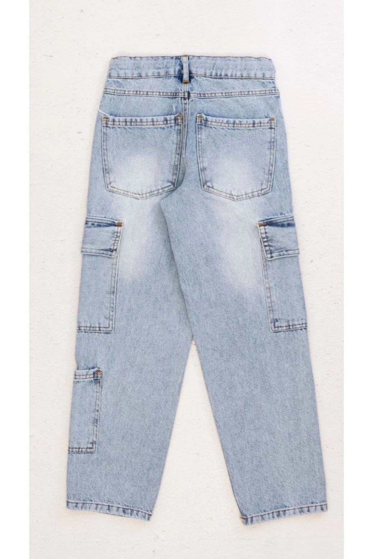 Ayarlanabilir Belli Kargo Cepli Erkek Çocuk Kot Pantolon