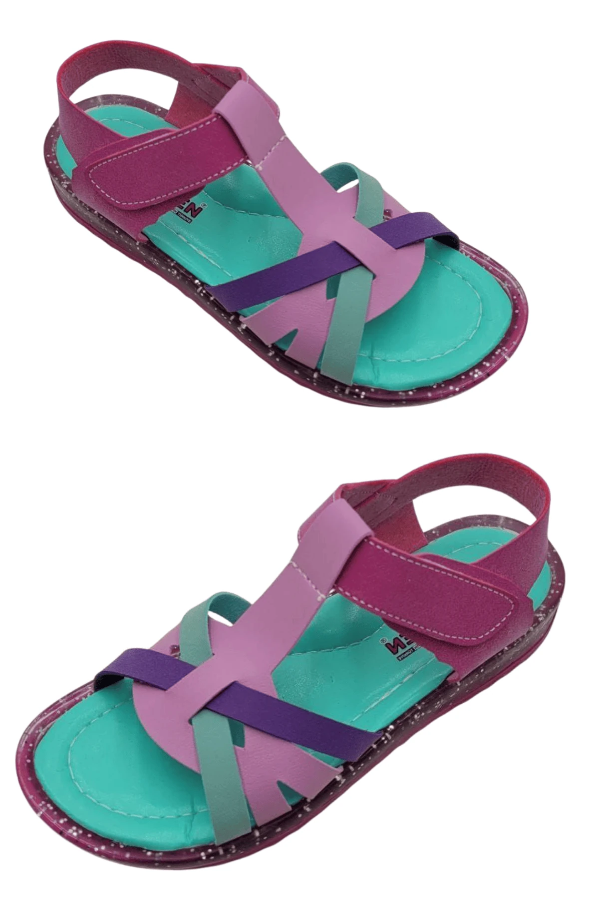 Çok Renkli Cırt Cırtlı Kız Çocuk Bebek Sandalet