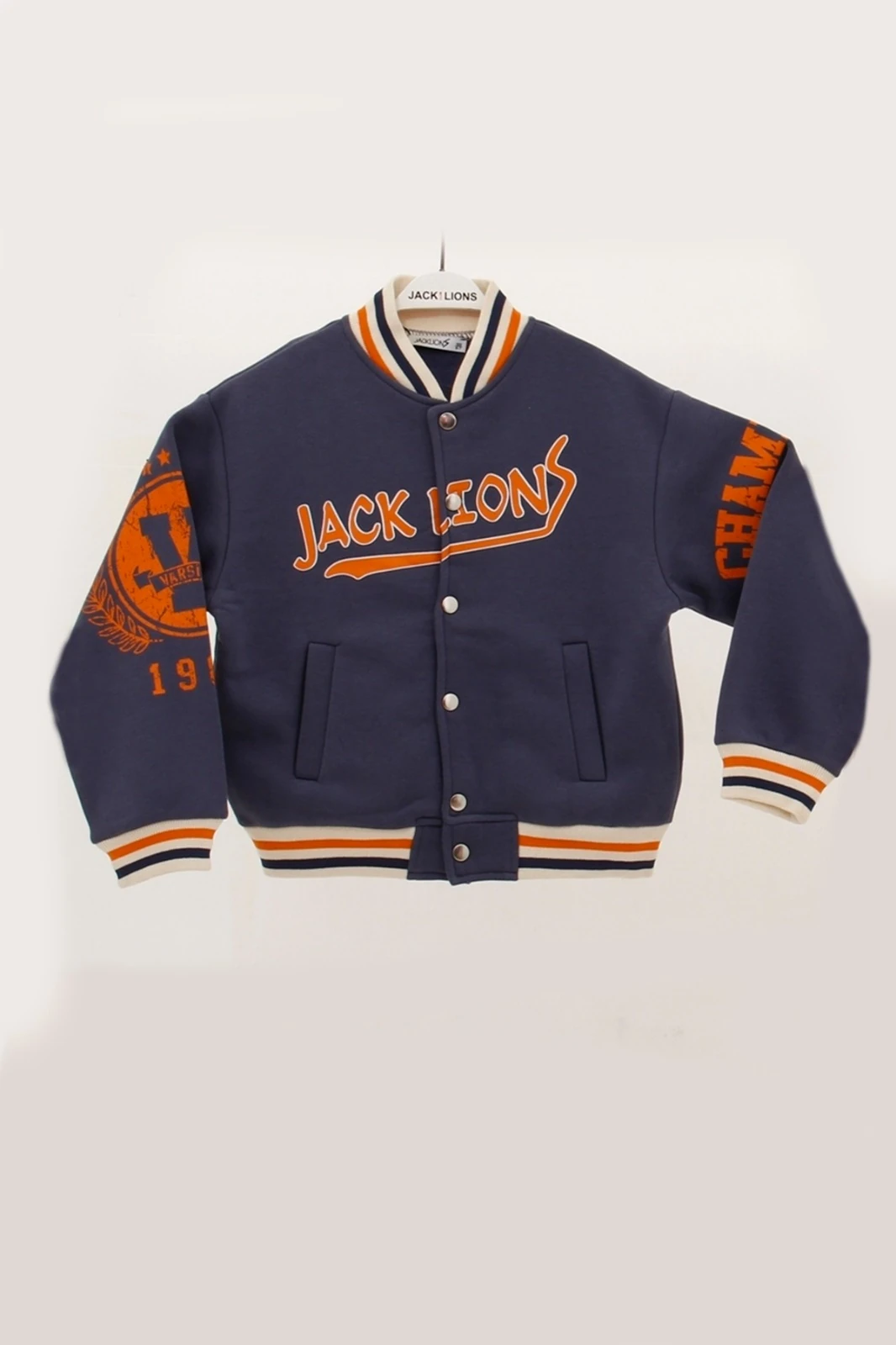 Erkek Çocuk Önden Çıtçıtlı Kolları Baskılı Cepli Kolej Hırka