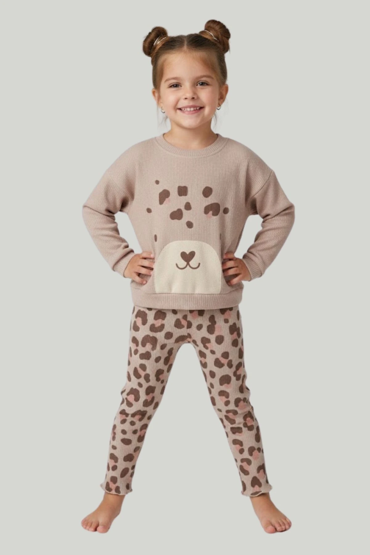 Pati Baskılı Kız Bebek İkili Takım