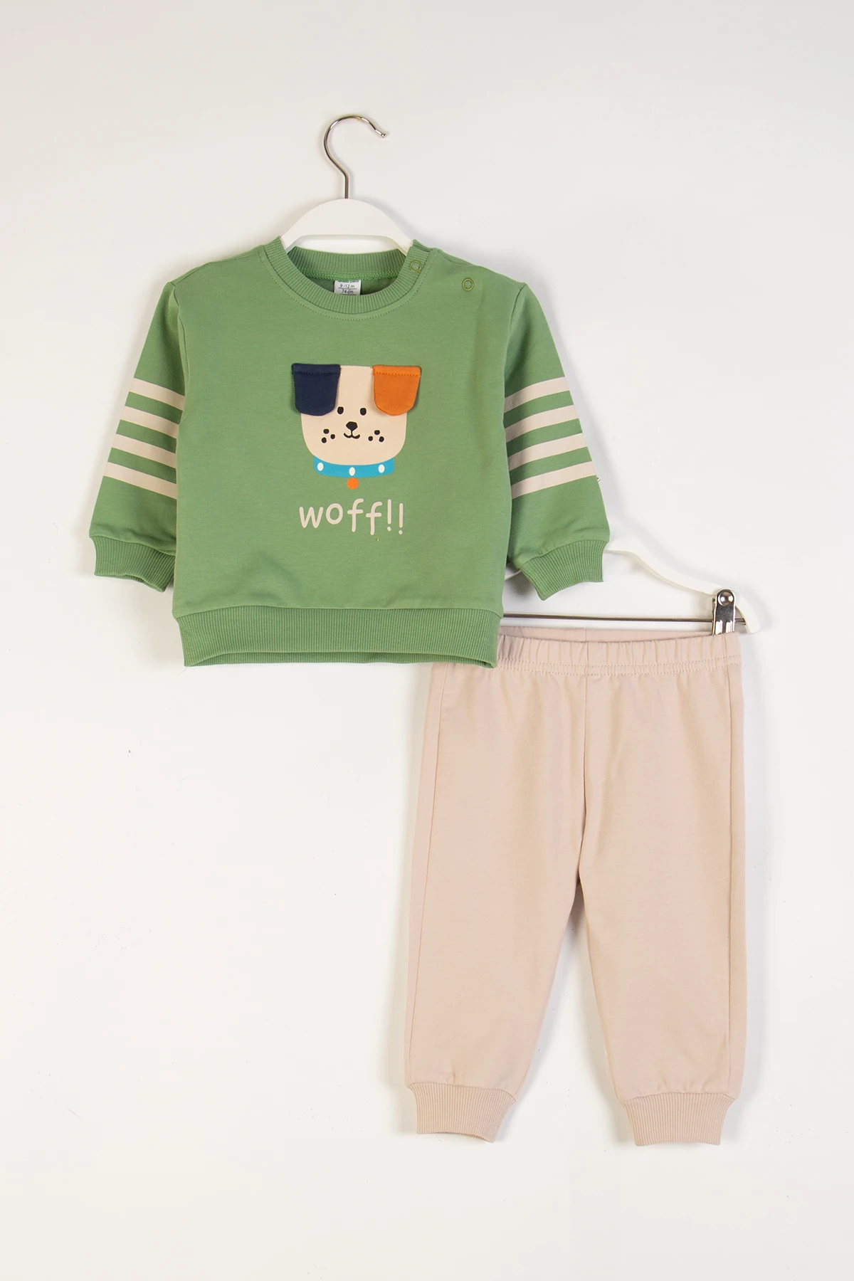 Köpek Baskılı Kulak Detaylı Erkek Bebek Eşofman Takım
