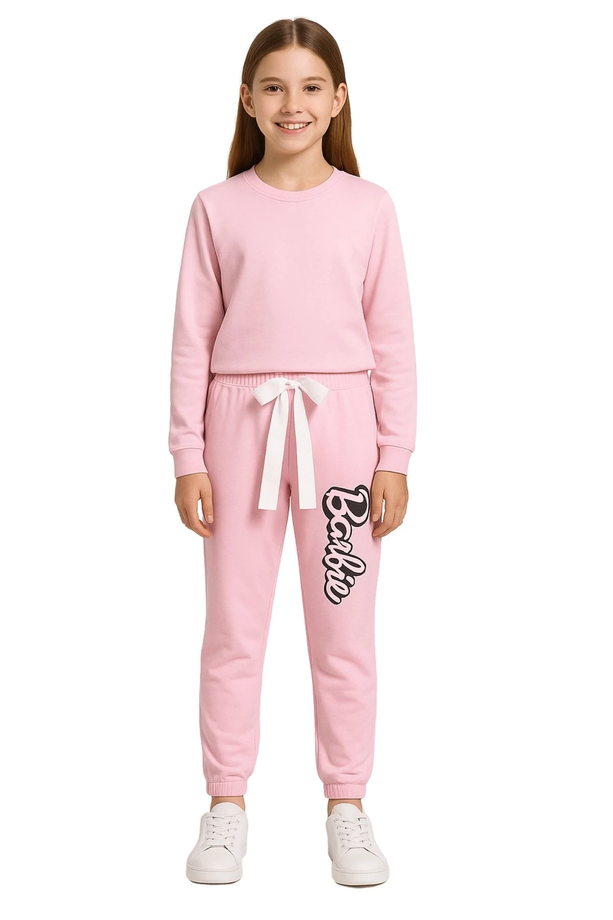 Kız Çocuk Önü Baskılı Paçaları Lastikli Eşofman Altı