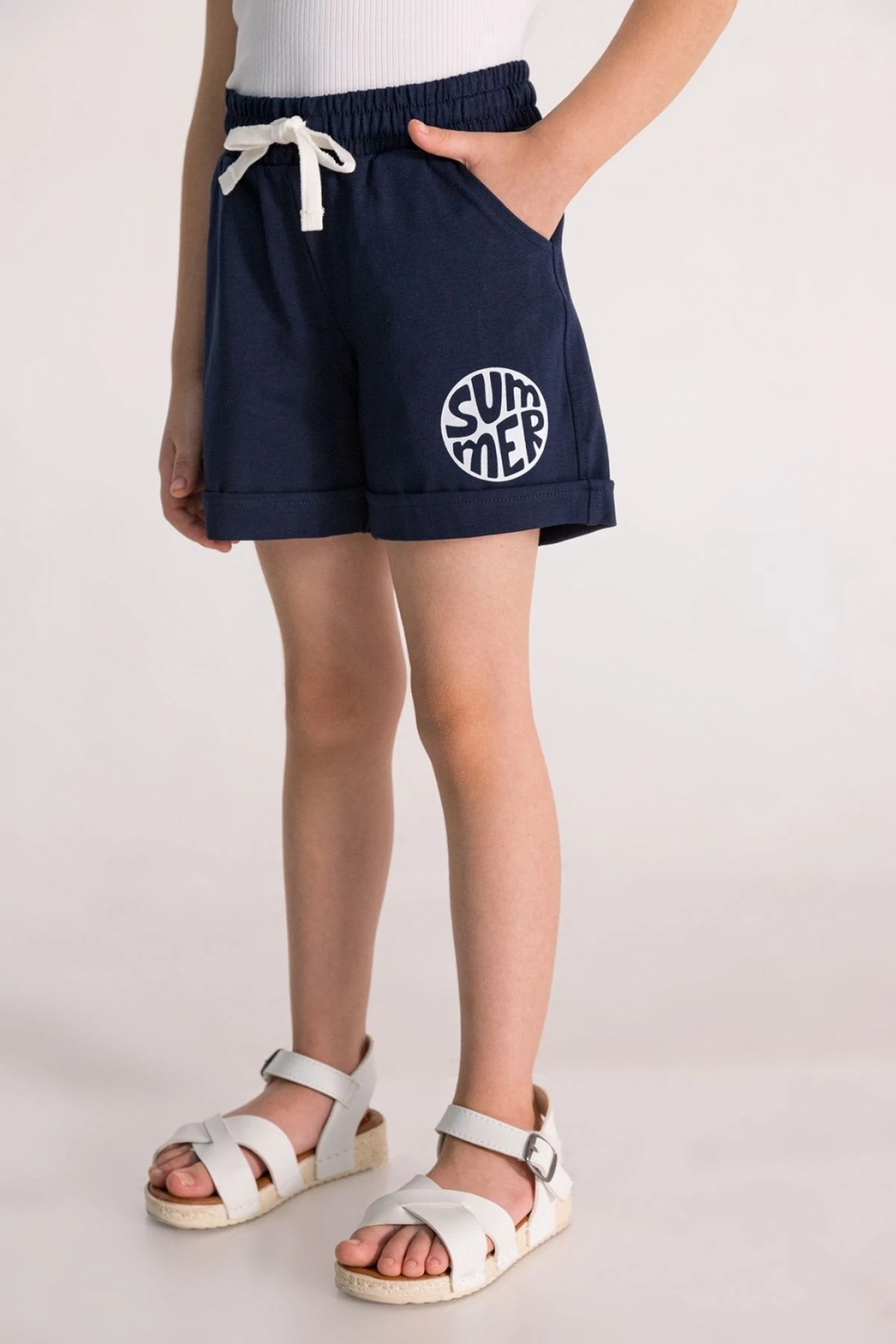 Summer&quot; Baskılı Pembe Kız Çocuk Şort