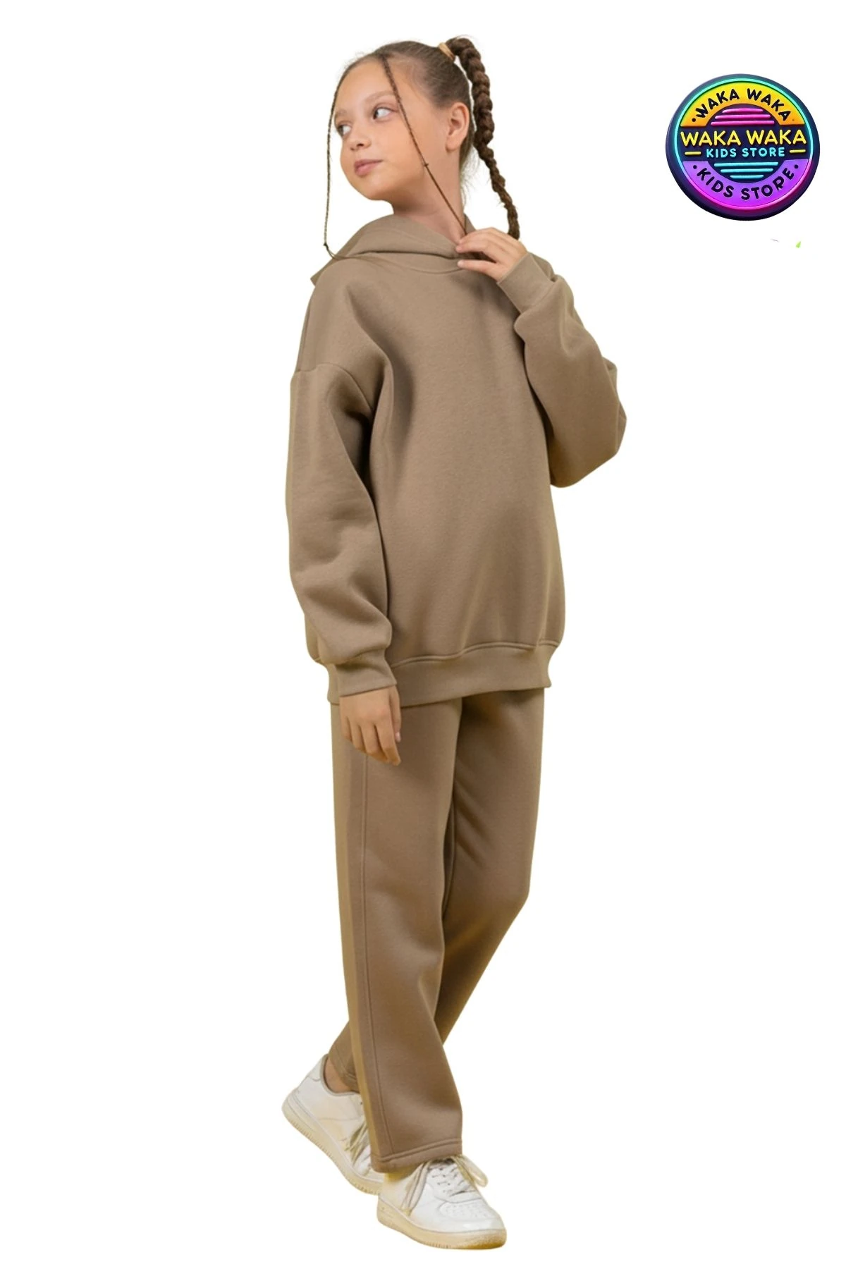 Kız Çocuk Oversize Kapüşonlu Sweatshirt ve Rahat Paça Eşofman Takımı