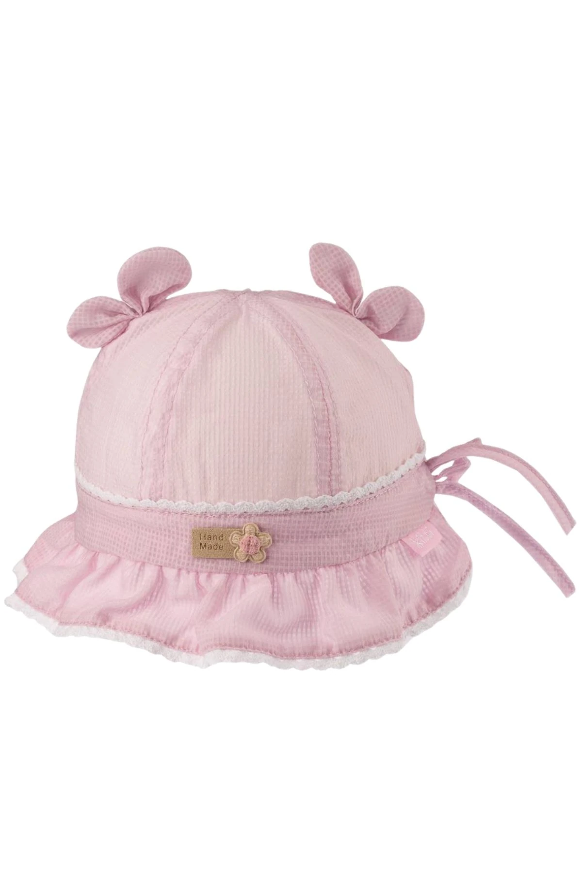Fiyonk Detaylı Bağcıklı Kız Bebek Şapka