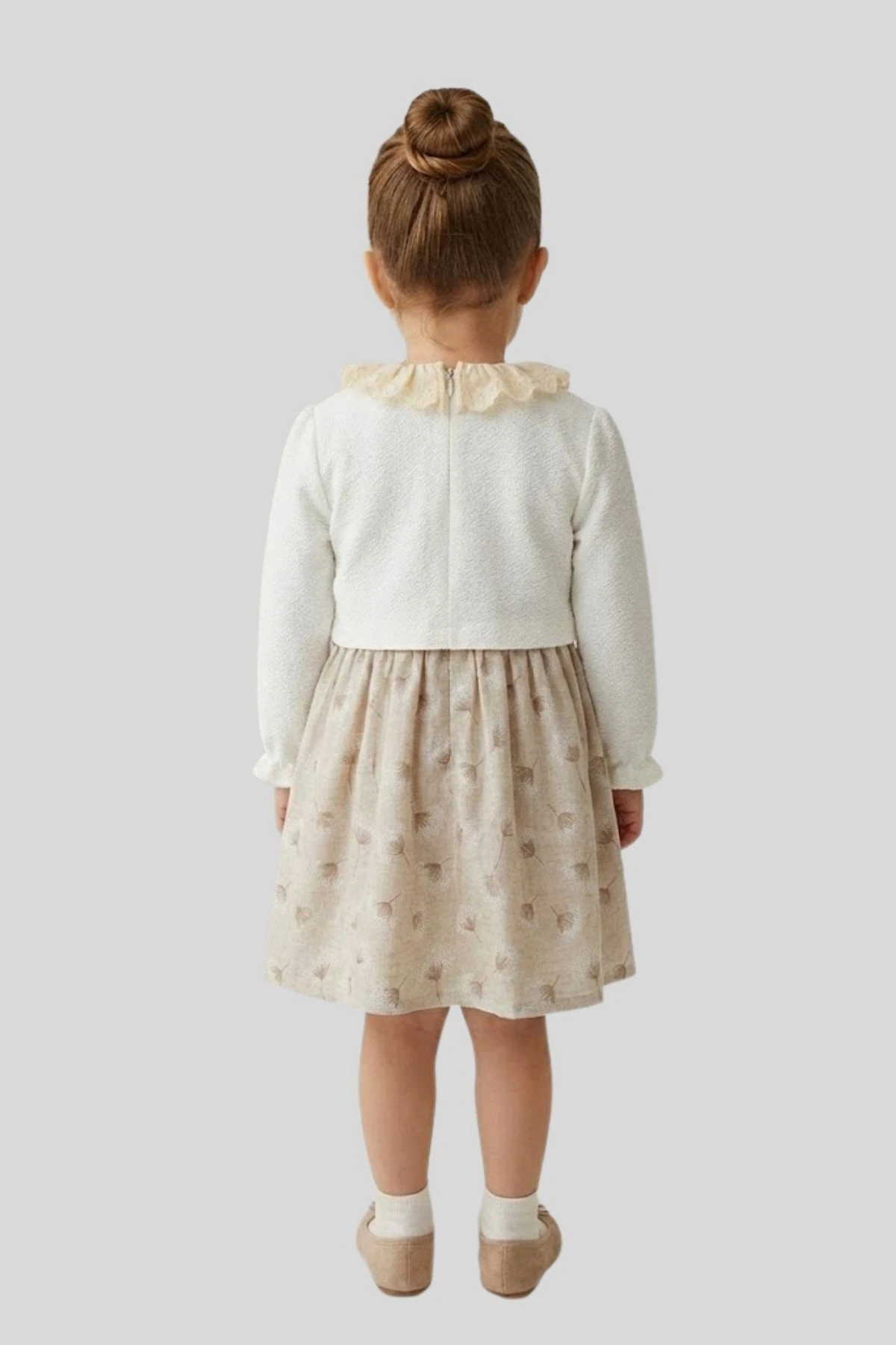 Çiçek Desenli Bolerolu Kız Çocuk Elbise