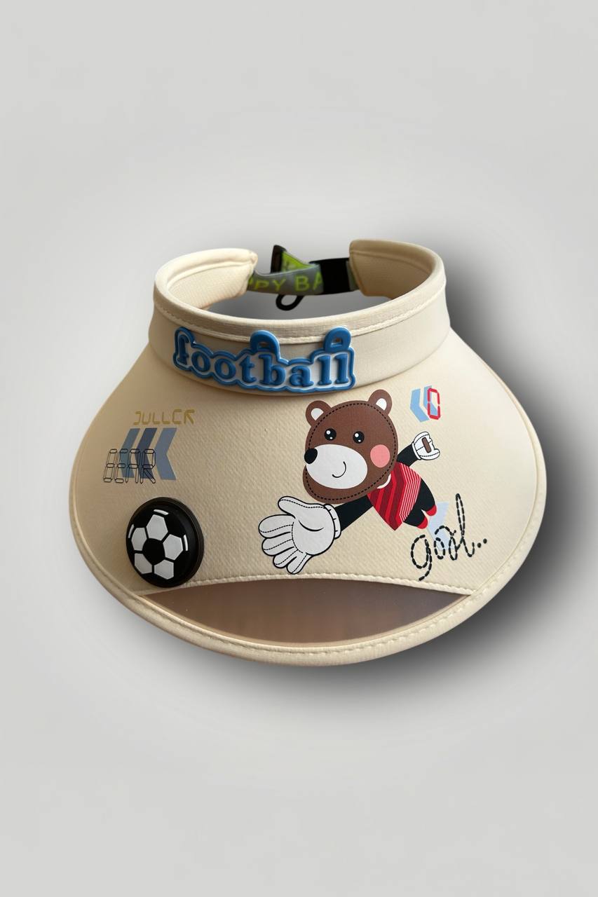 Futbolcu Ayı Figürlü Mavi Çocuk Siperlikli Şapka