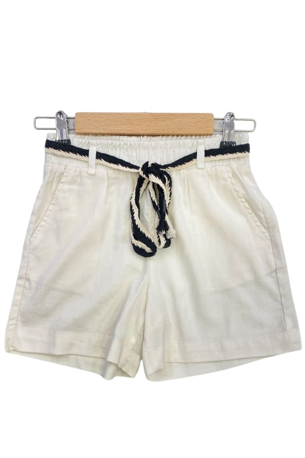 Beyaz Keten Şort Kız/Erkek Çocuk