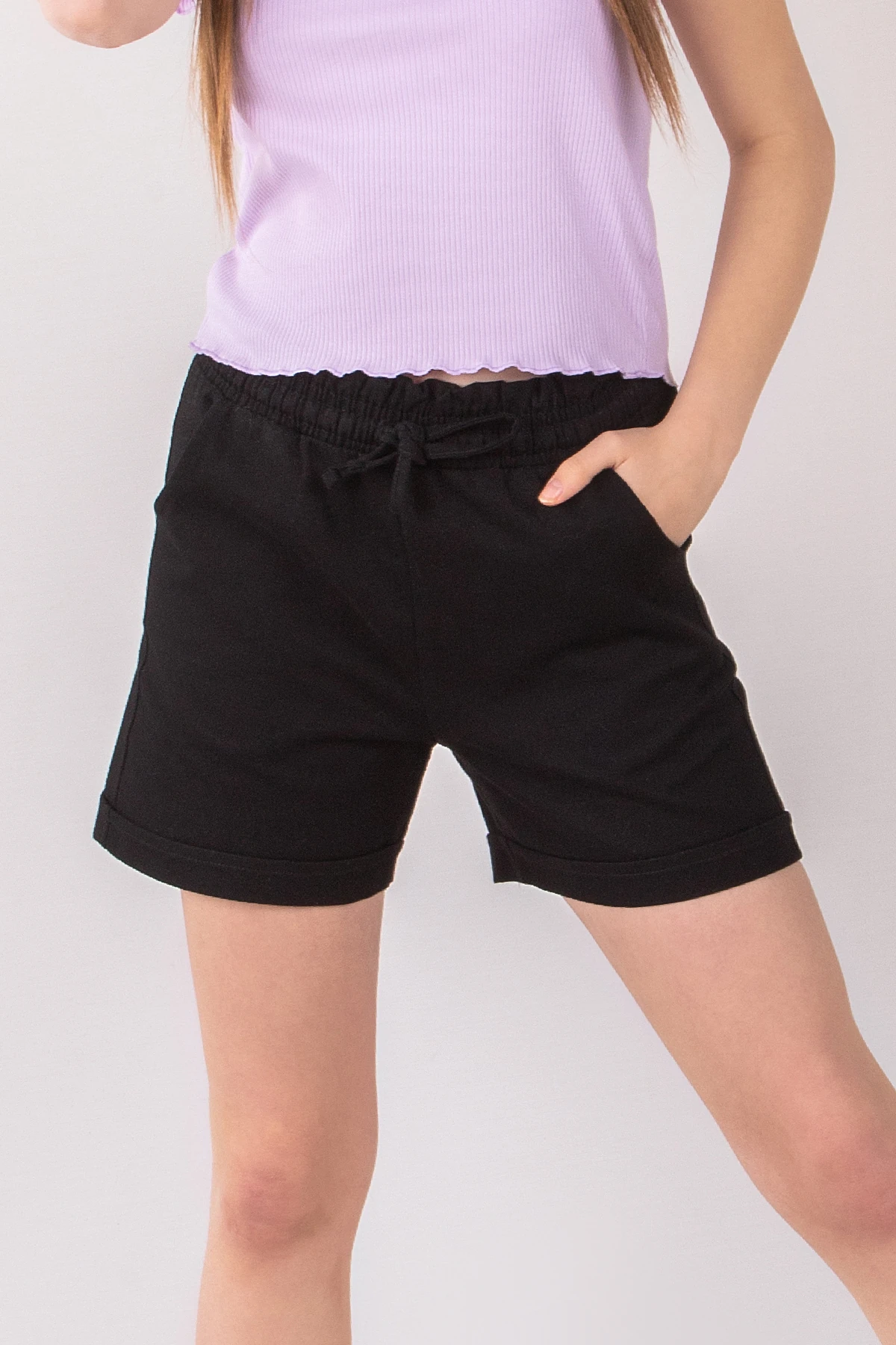 Kısa %100 Pamuk Gabardin Kız Şort