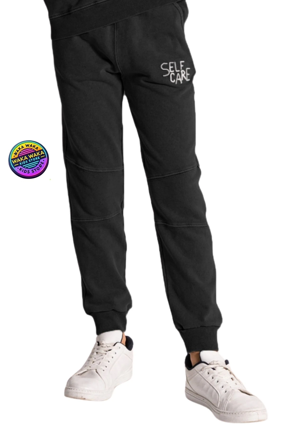 Self Care Yazılı Erkek Çocuk Füme Eşofman Altı – Rahat Kalıp Jogger Sweatpant