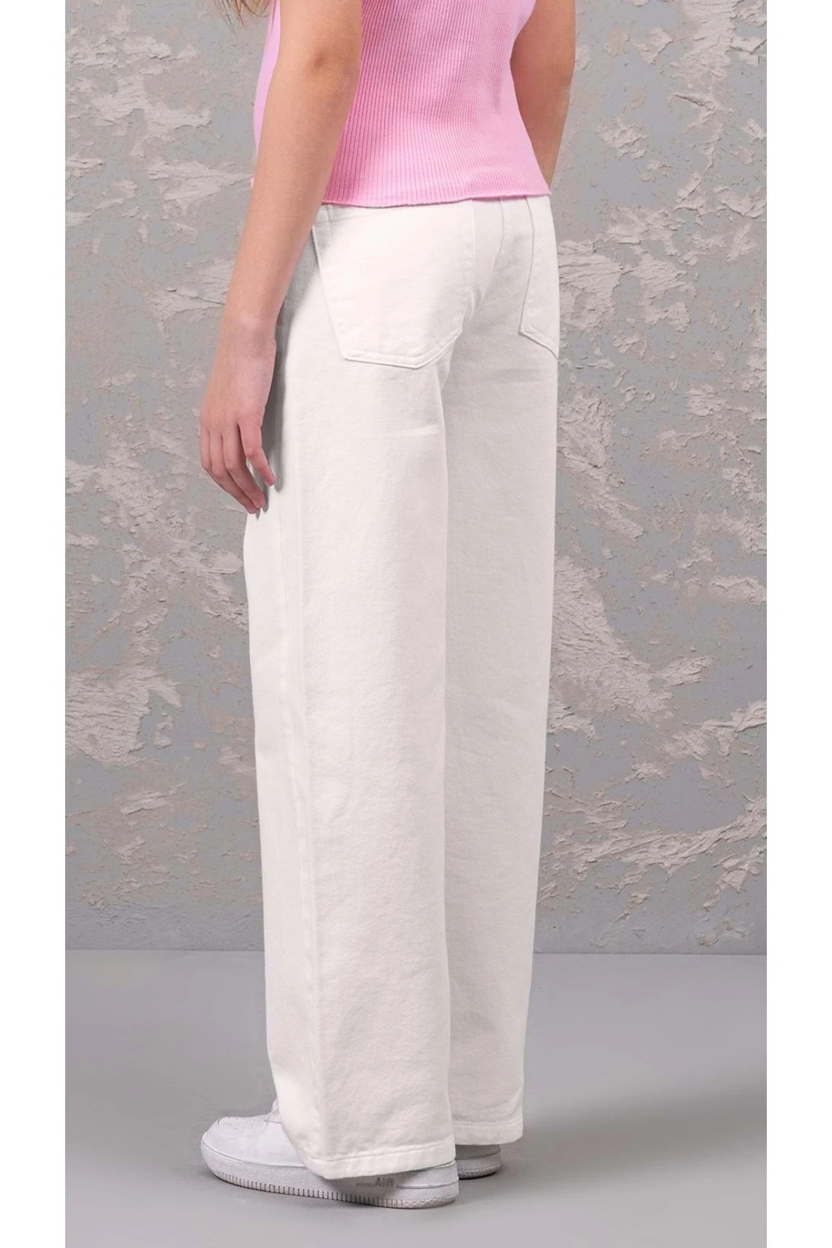 Beli Ayarlanabilir Kız Çocuk Kot Pantolon - Beyaz - 12-13 Yaş