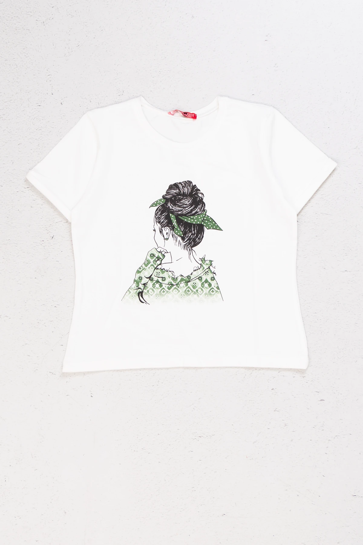 Önü Baskılı Bisiklet Yaka Kız Çocuk T-Shirt