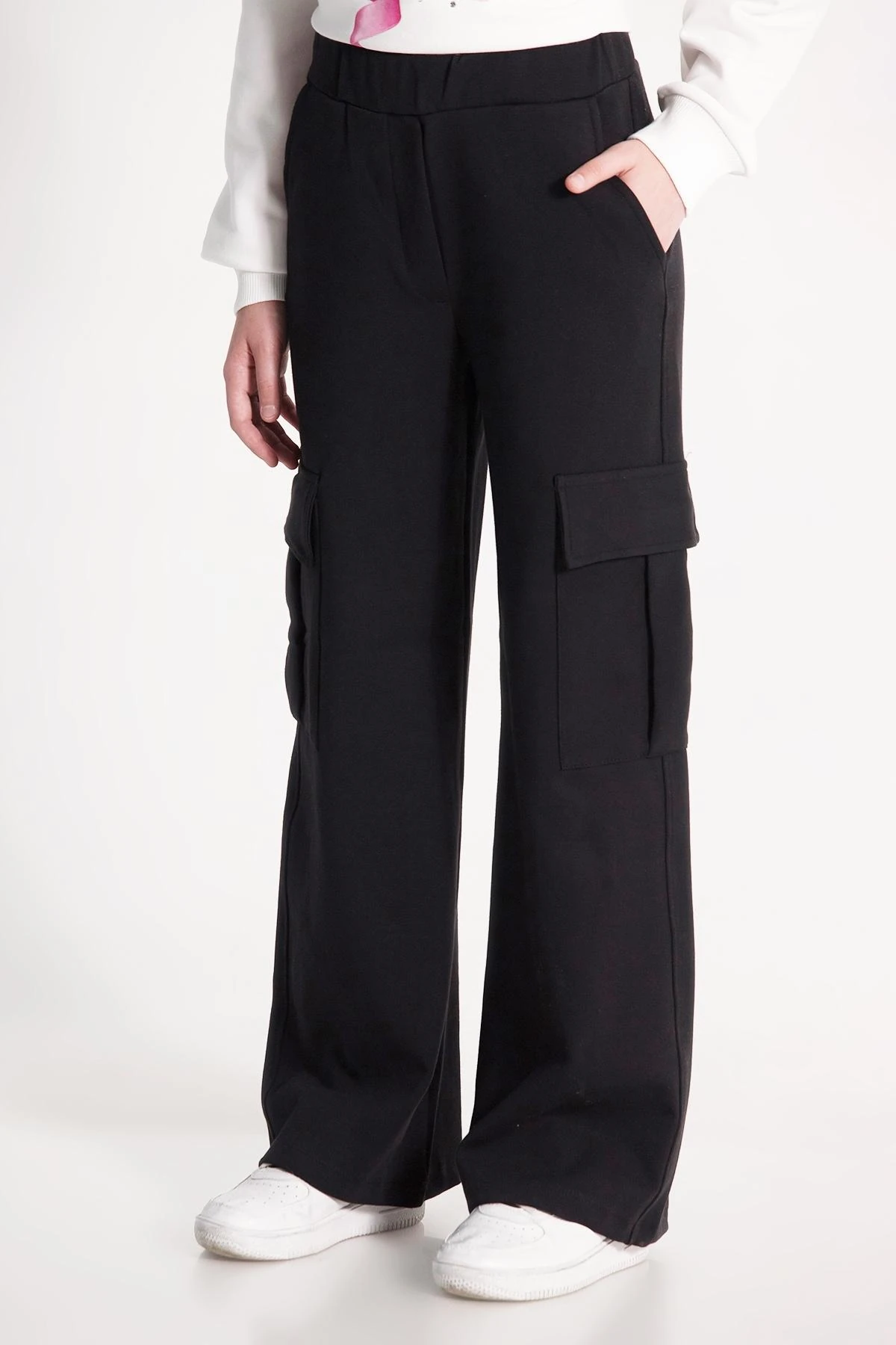 Kargo Cepli Bol Paça Kız Çocuk Eşofman Alt