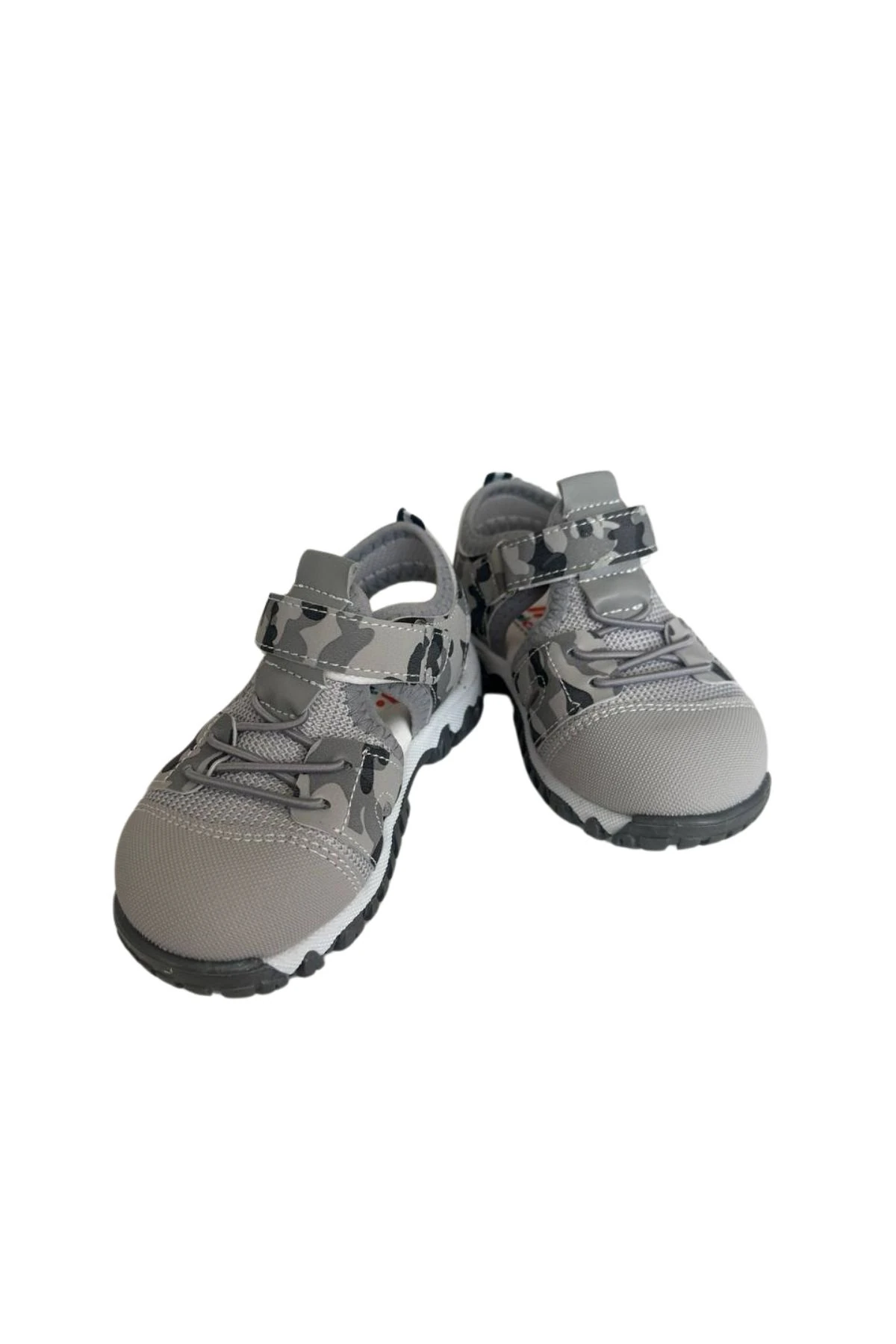 Gri Kamuflaj Desenli Unisex Çocuk Sandalet