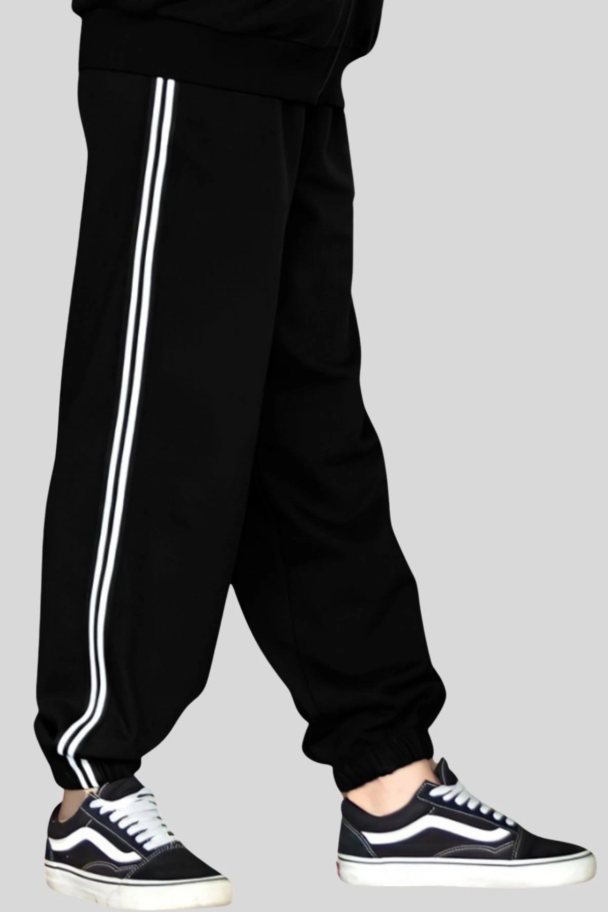 Kız Çocuk Çift Şeritli Eşofman Altı  Rahat Kesim Spor Pantolon