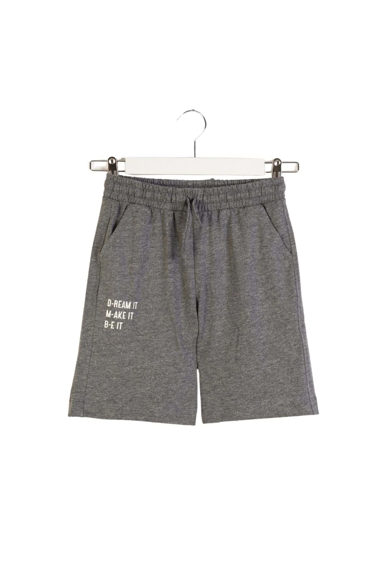 Dream It, Make It, Be It" Baskılı Erkek Çocuk Şort - Gri
