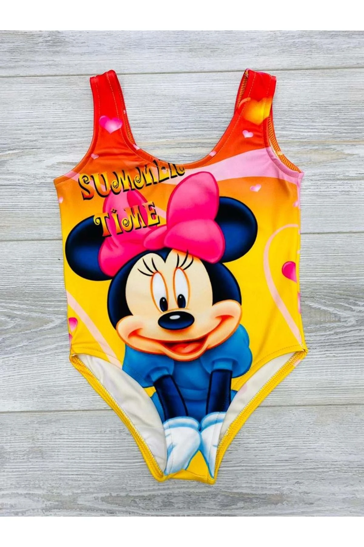 Minie Mouse Baskılı Çocuk Kız Mayo - Sarı - 3-4 Yaş