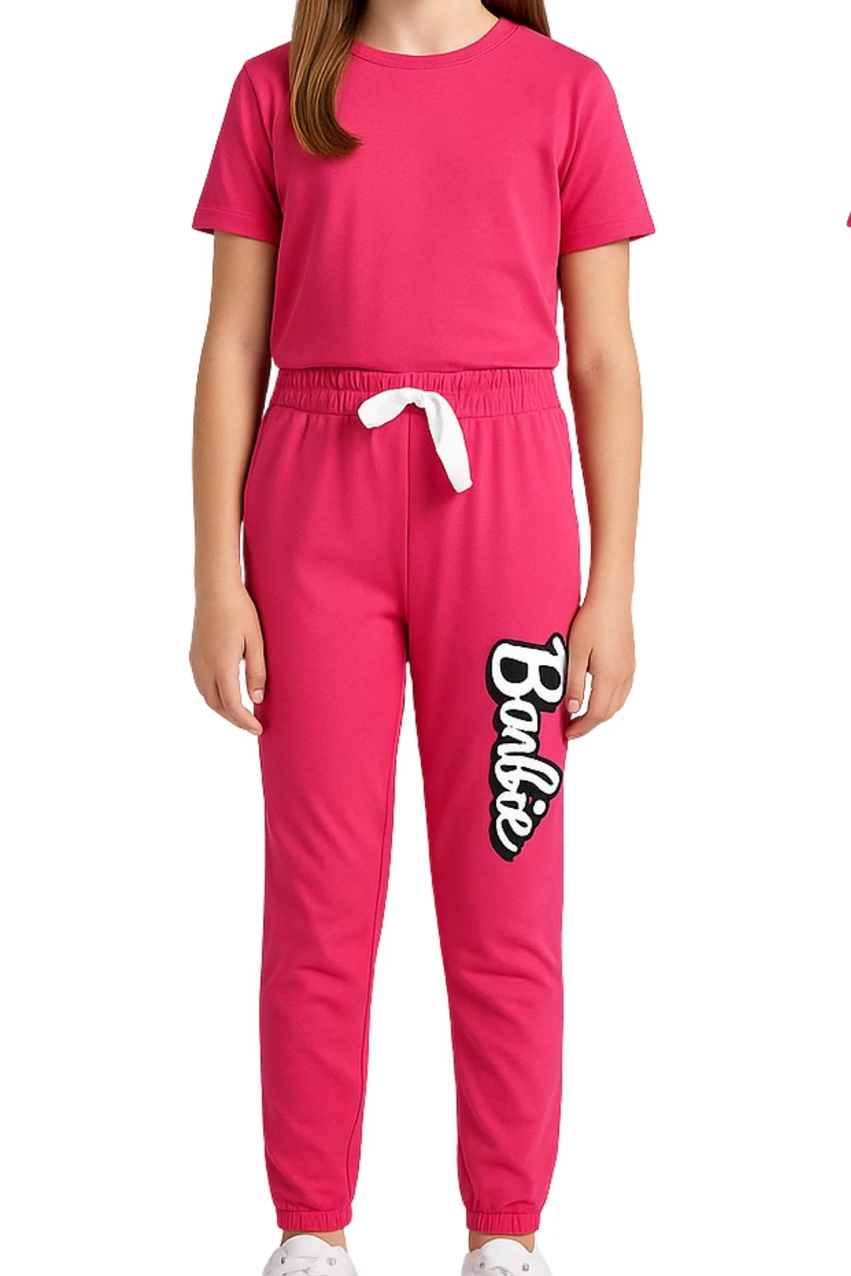 Kız Çocuk Önü Baskılı Paçaları Lastikli Eşofman Altı