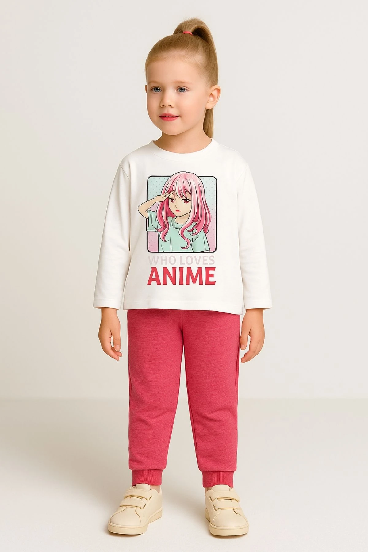 Anime Baskılı Kız Çocuk Pijama Takım