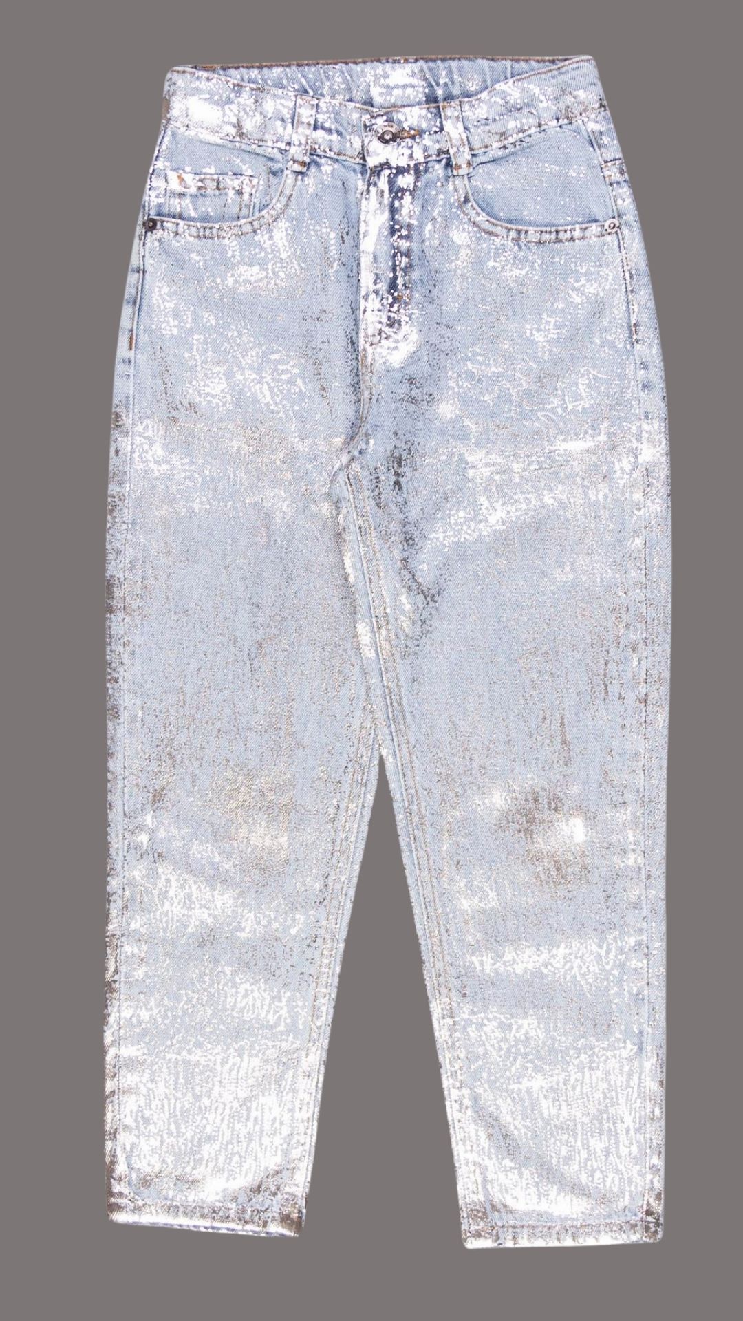 Varak Baskılı Ayarlana Bilir Bel Kız Kot Pantolon