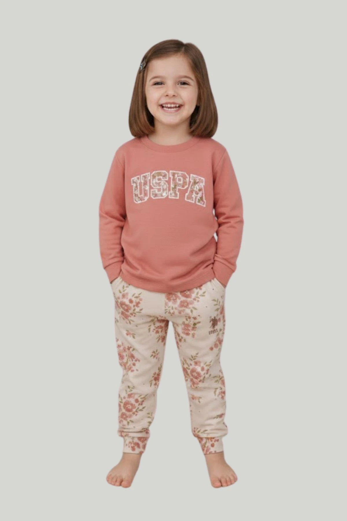 Çiçek Baskılı Omuzdan Çıtçıtlı Kız Bebek Takım