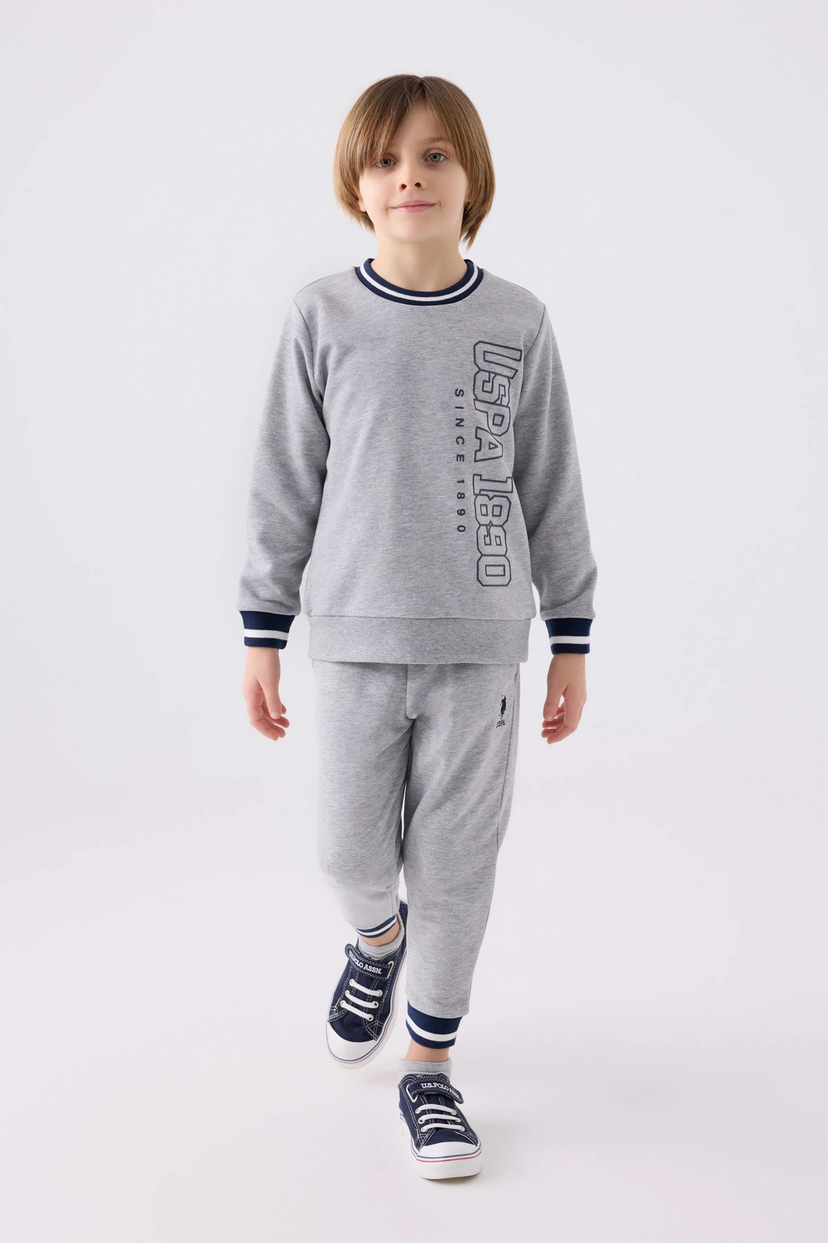 Önü Baskılı Bisiklet Yaka Kolları Ribanalı Erkek Çocuk Eşofman Takım