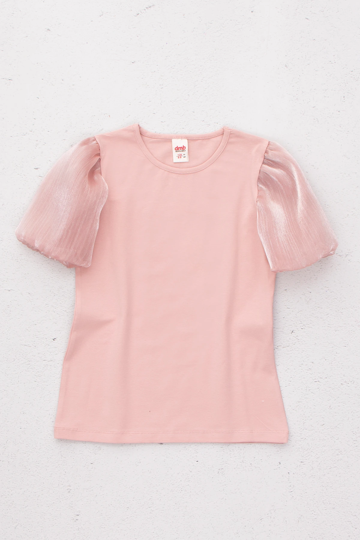 Tül Detaylı Karpuz Kısa Kol Kız T-Shirt