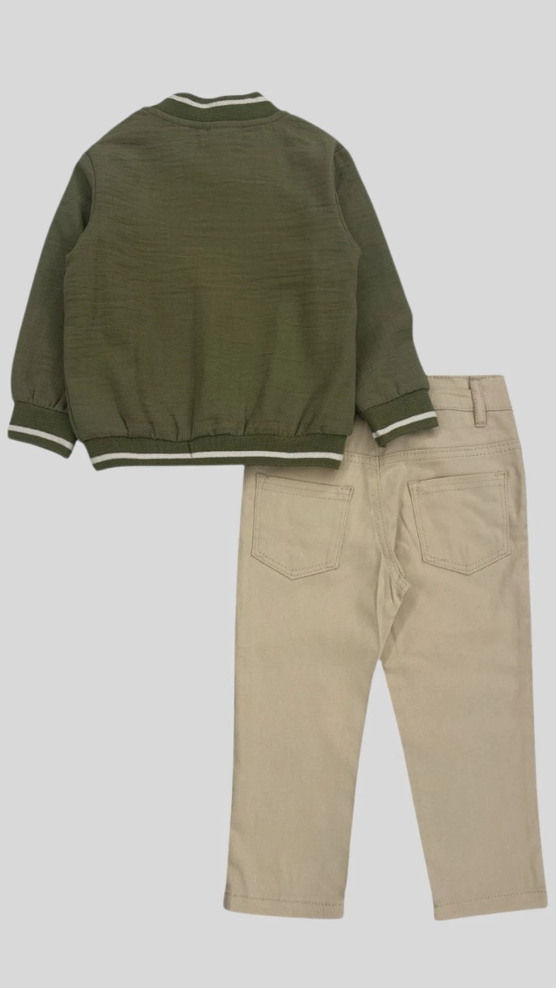 Önü Baskılı Ceket Uzun Kollu Bady Pantolonlu 3lü Erkek Çocuk Takım