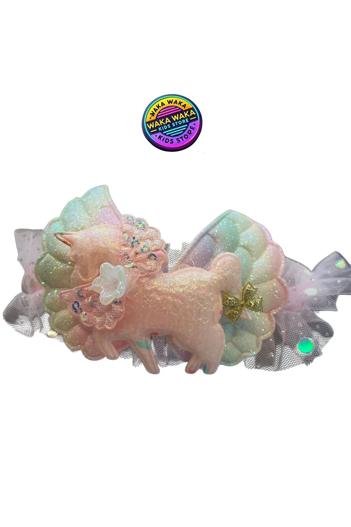 Unicorn Kanatlı Işıltılı Kız Çocuk Taç – Renkli ve Işıltılı Unicorn Saç Aksesuarı