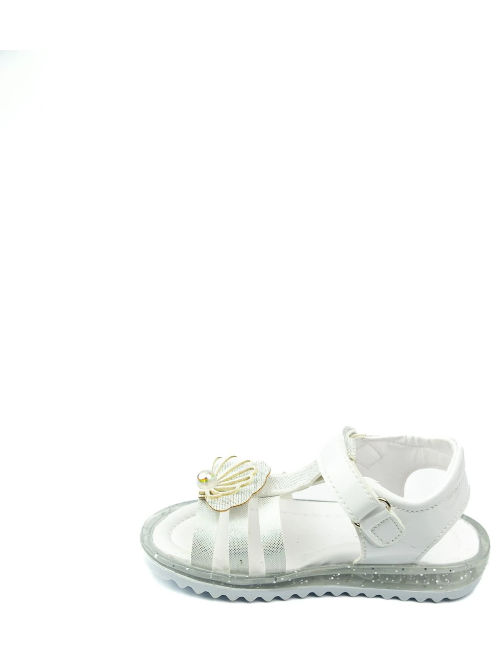 Deniz Kabuğu Taş Detaylı Beyaz Kız Çocuk Sandalet