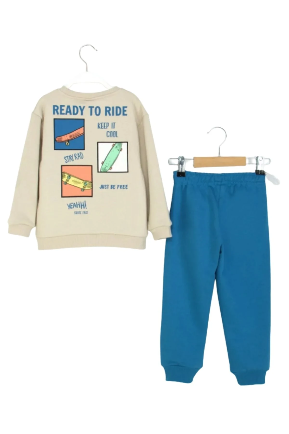 Erkek Çocuk Baskılı Sweatshirt ve Eşofman Altı Takım