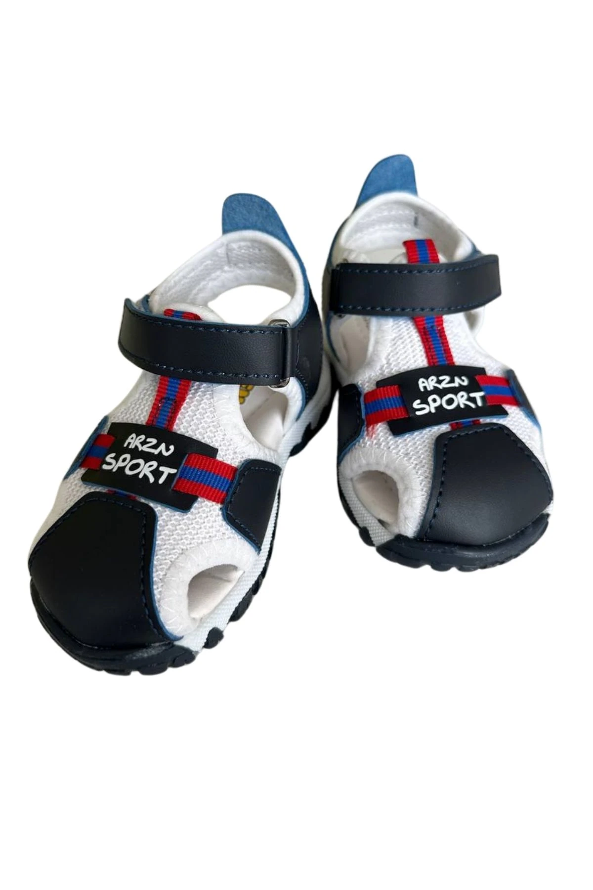 Lacivert Beyaz Kırmızı Erkek Bebek İlk Adım Sandalet