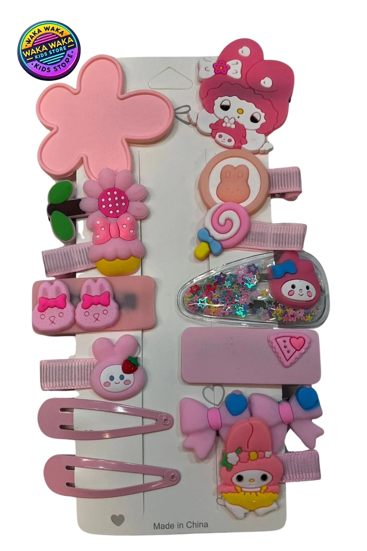 Kız Çocuk My Melody Desenli Saç Tokası Seti – 10’lu Pembe Toka Paket